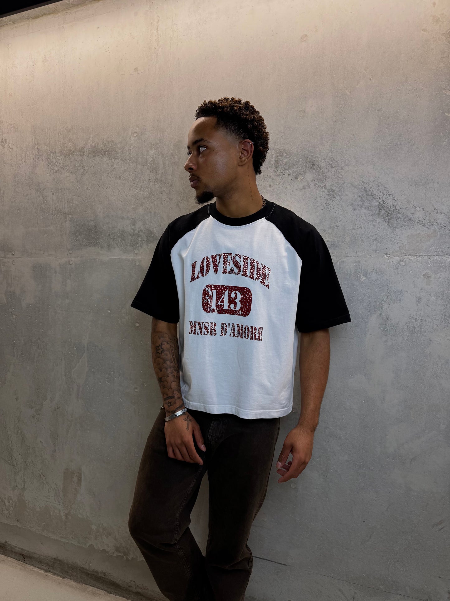 PRE-ORDER - LOVESIDE RHINESTONE TEE - WHITE/BLACK