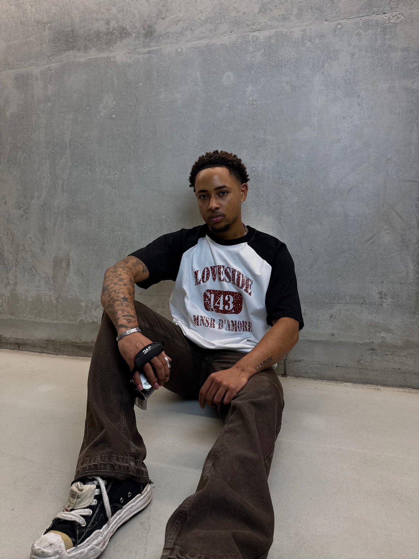 PRE-ORDER - LOVESIDE RHINESTONE TEE - WHITE/BLACK
