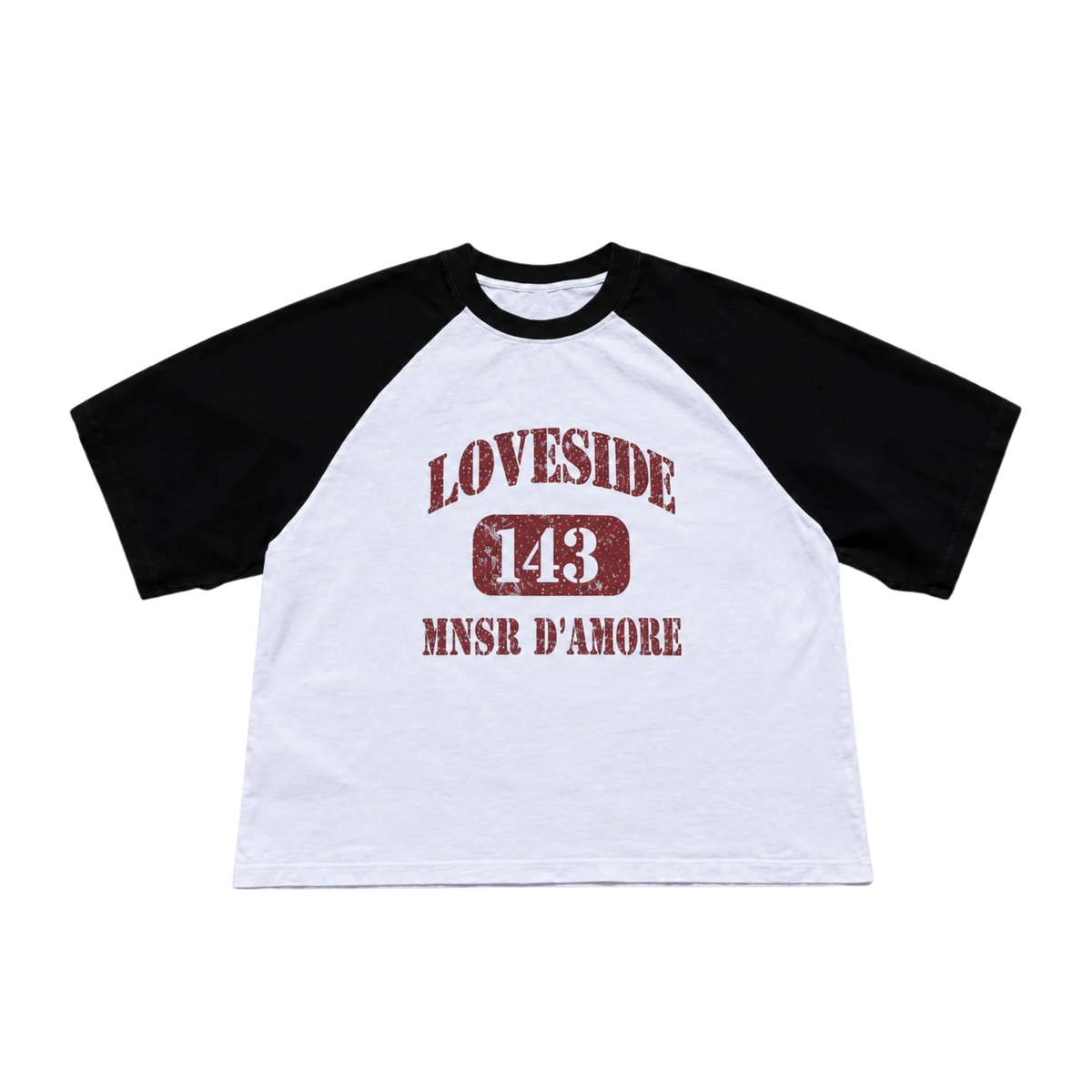 PRE-ORDER - LOVESIDE RHINESTONE TEE - WHITE/BLACK